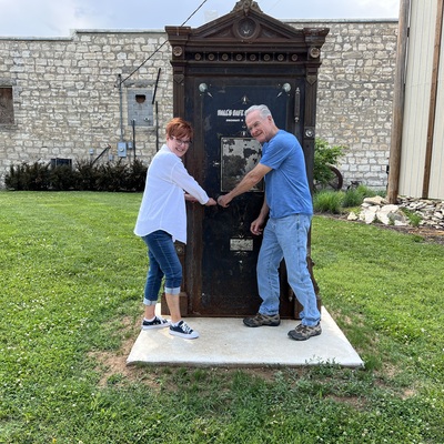 Photo taken in front of the vault door by the Gallup family.