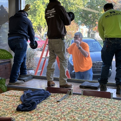 Replacing front windows aT the Blue Rapids Museum